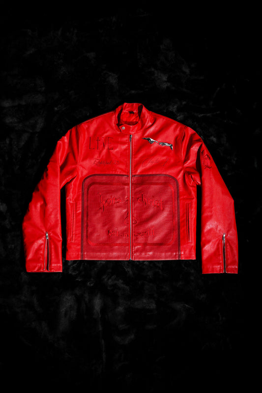 ‘LIVE/LOVE’ Leather Jacket