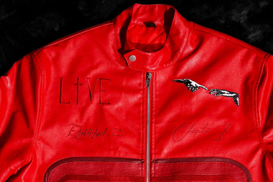 ‘LIVE/LOVE’ Leather Jacket