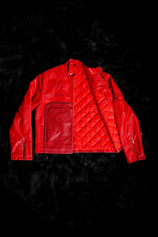 ‘LIVE/LOVE’ Leather Jacket