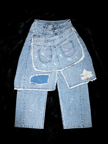 'GLORY' STACK JEANS - MULTI CRYSTALS