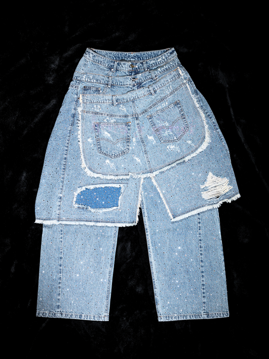 'GLORY' STACK JEANS - MULTI CRYSTALS