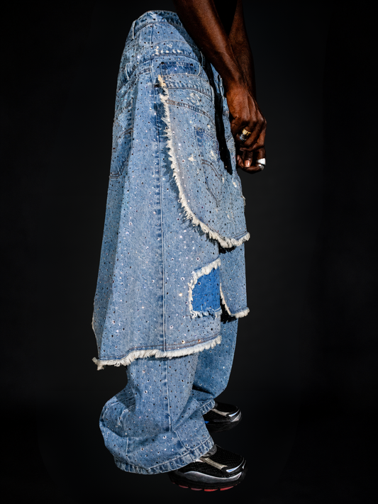 'GLORY' STACK JEANS - MULTI CRYSTALS
