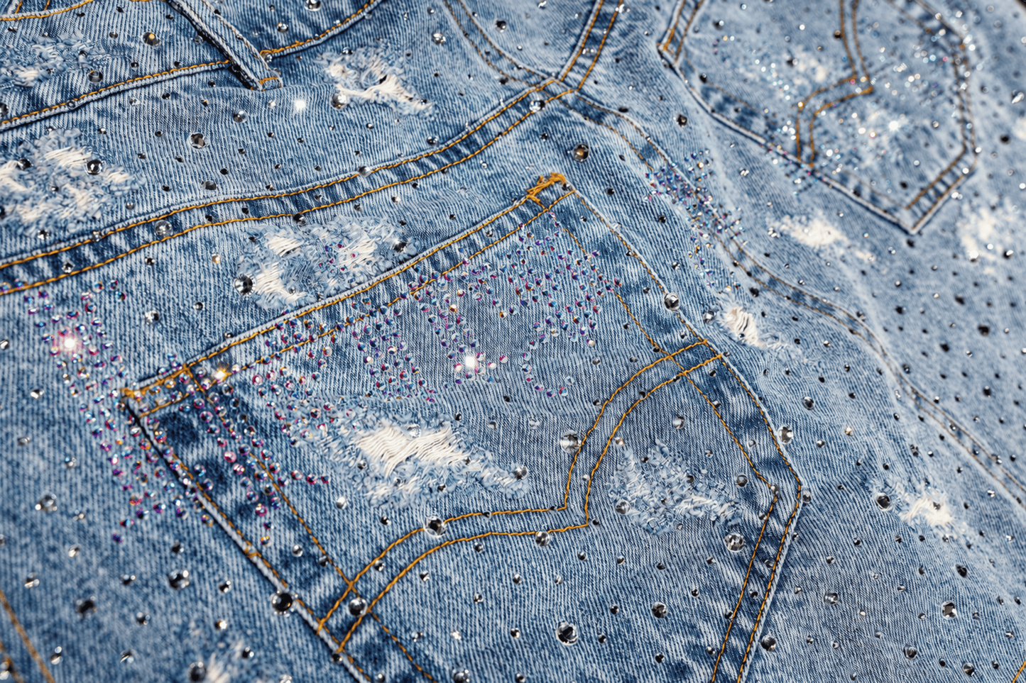 'GLORY' STACK JEANS - MULTI CRYSTALS