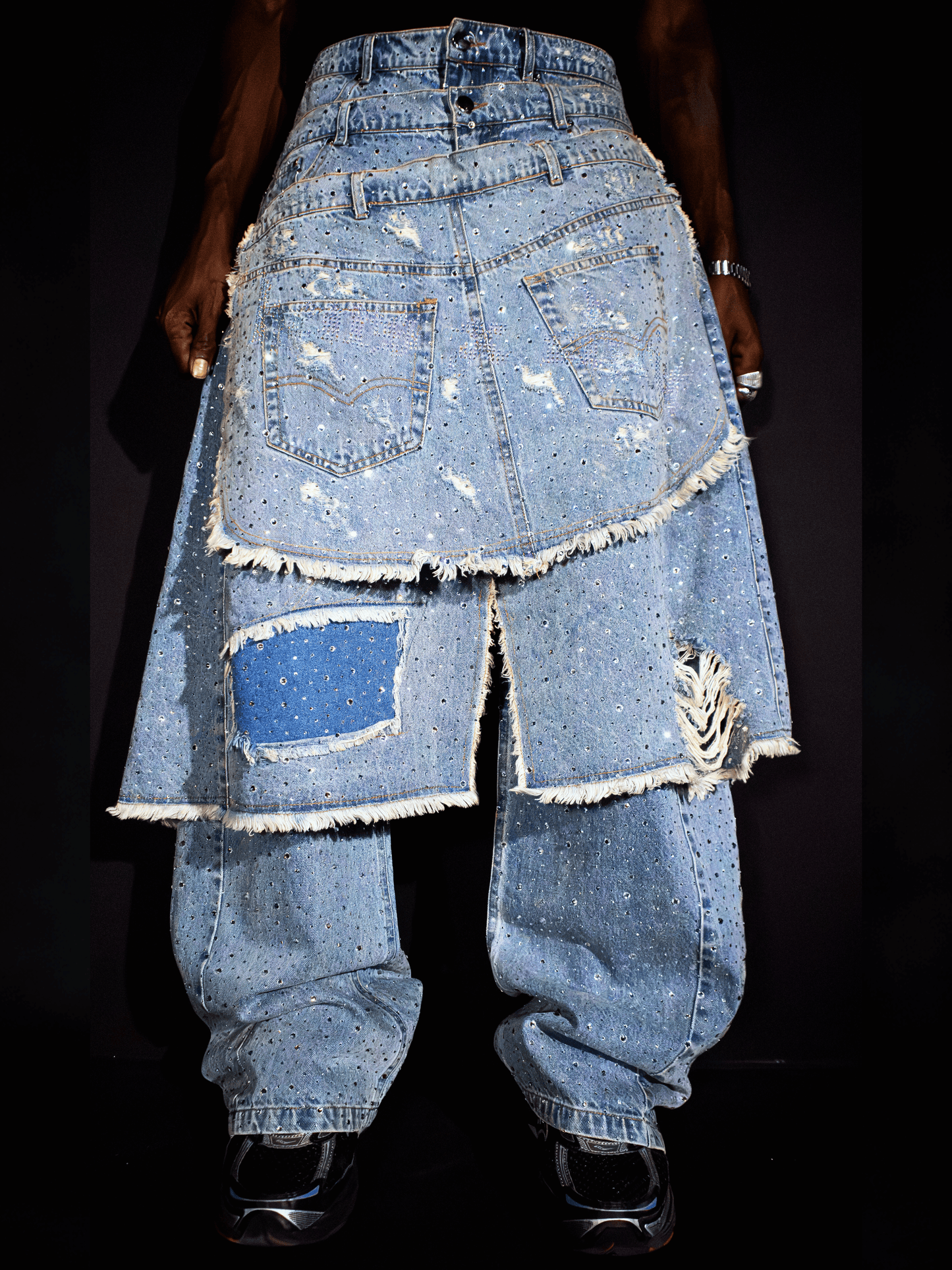 'GLORY' STACK JEANS - MULTI CRYSTALS