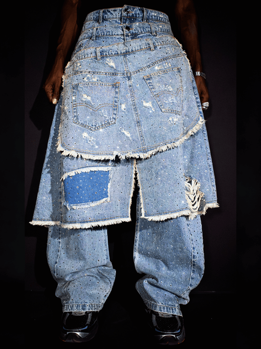'GLORY' STACK JEANS - MULTI CRYSTALS