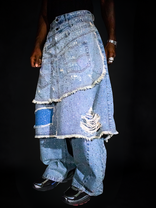 'GLORY' STACK JEANS - MULTI CRYSTALS